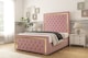 image 2 of Sloomy Sofia Gold Pink Plush Bed Frame With Mattress With 50" Upholstered Headboard 4' Small Double
