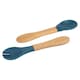 image 1 of Tiny Dining Bamboo Baby Weaning Fork & Spoon Set - Navy Blue