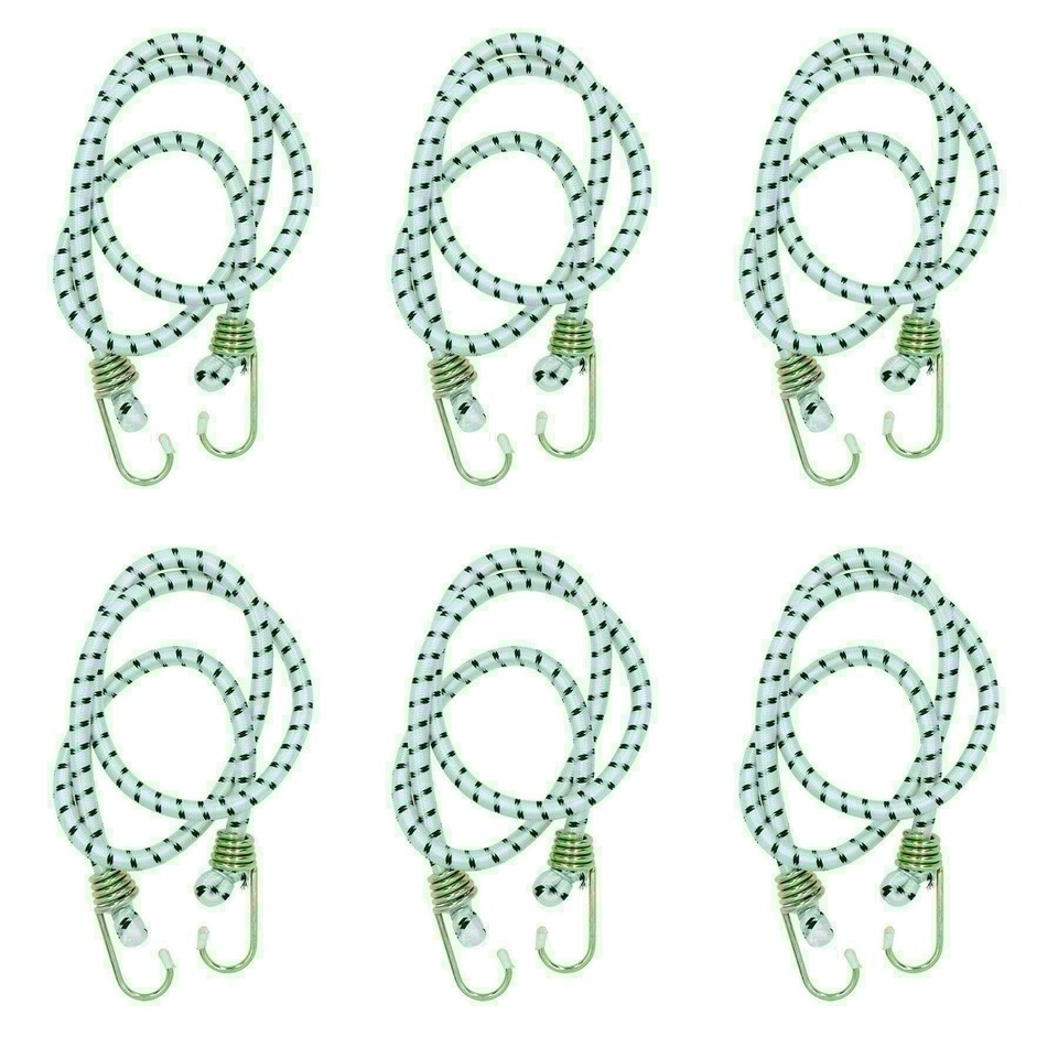image 1 of 48" Heavy Duty Bungee Cords Fasteners Tie Downs Fastening Metal Hooks 6pk