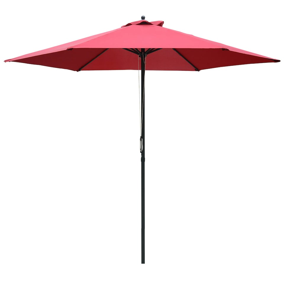 image 1 of Outsunny 2.8m Patio Umbrella Parasol Outdoor Table Umbrella 6 Ribs Wine Red