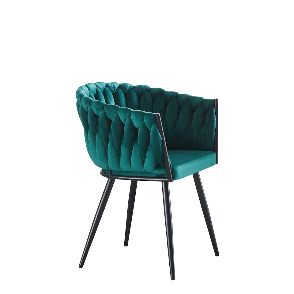 image 1 of Set of 2 Baiano Fabric Dining Chairs - Green