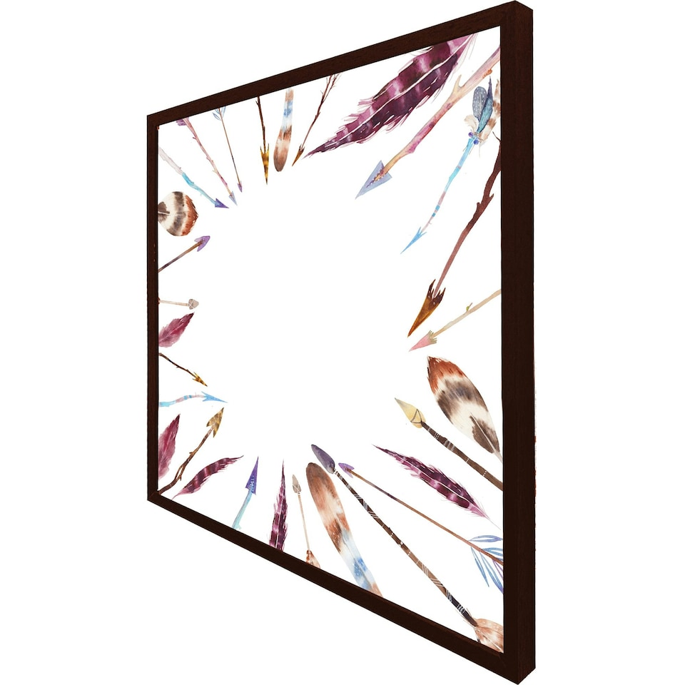image 1 of Watercolour boho chic with feathers and arrows (Picture Frame) White | L