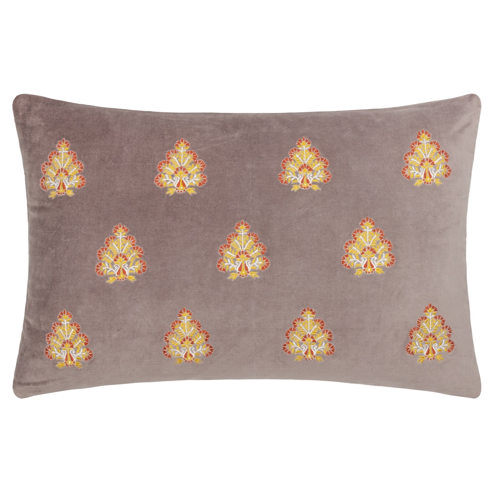 image 1 of Paoletti Embroidered Cushion, Taupe, 40 x 60cm