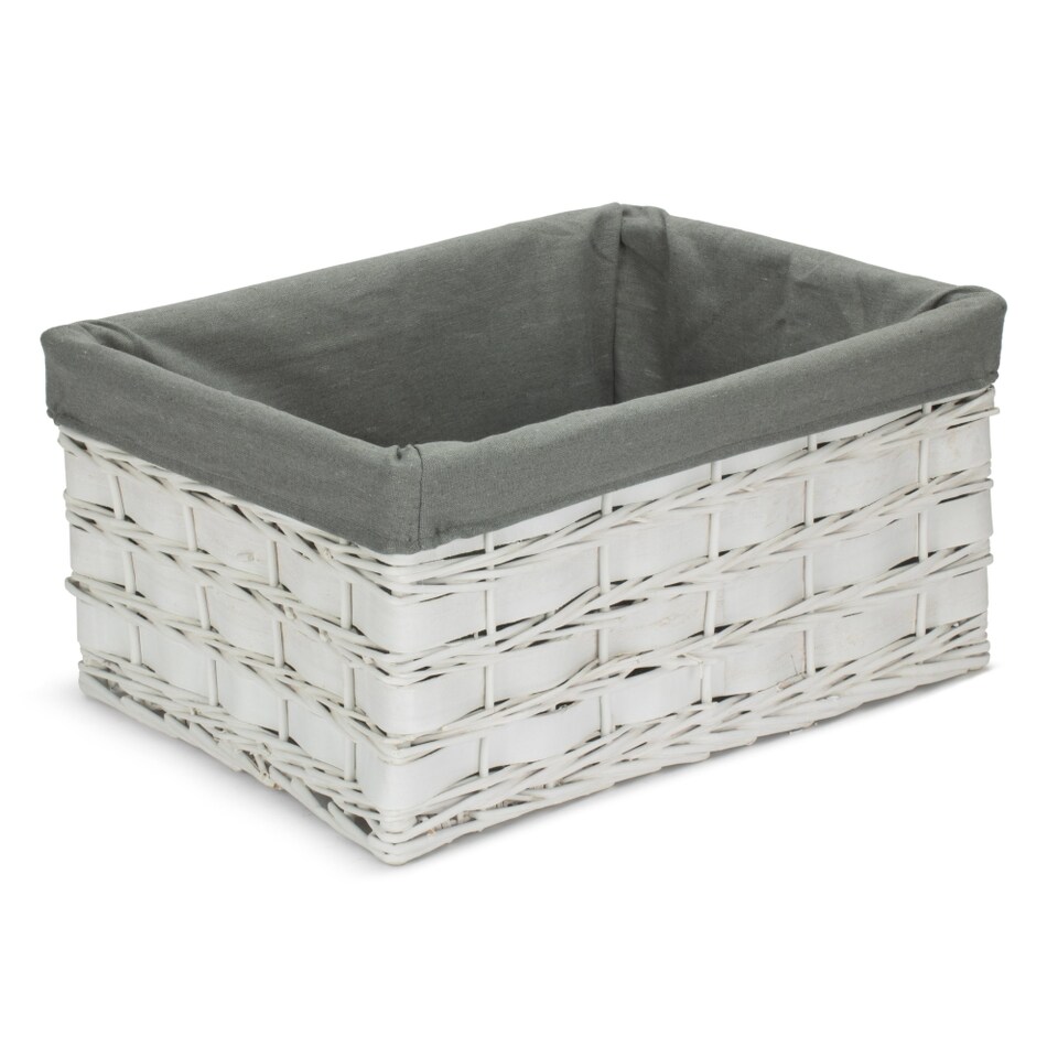 image 1 of Set of 4 White Grey Lined Scandi Storage Basket With Grey Lining | Grey | Grey | Not provided