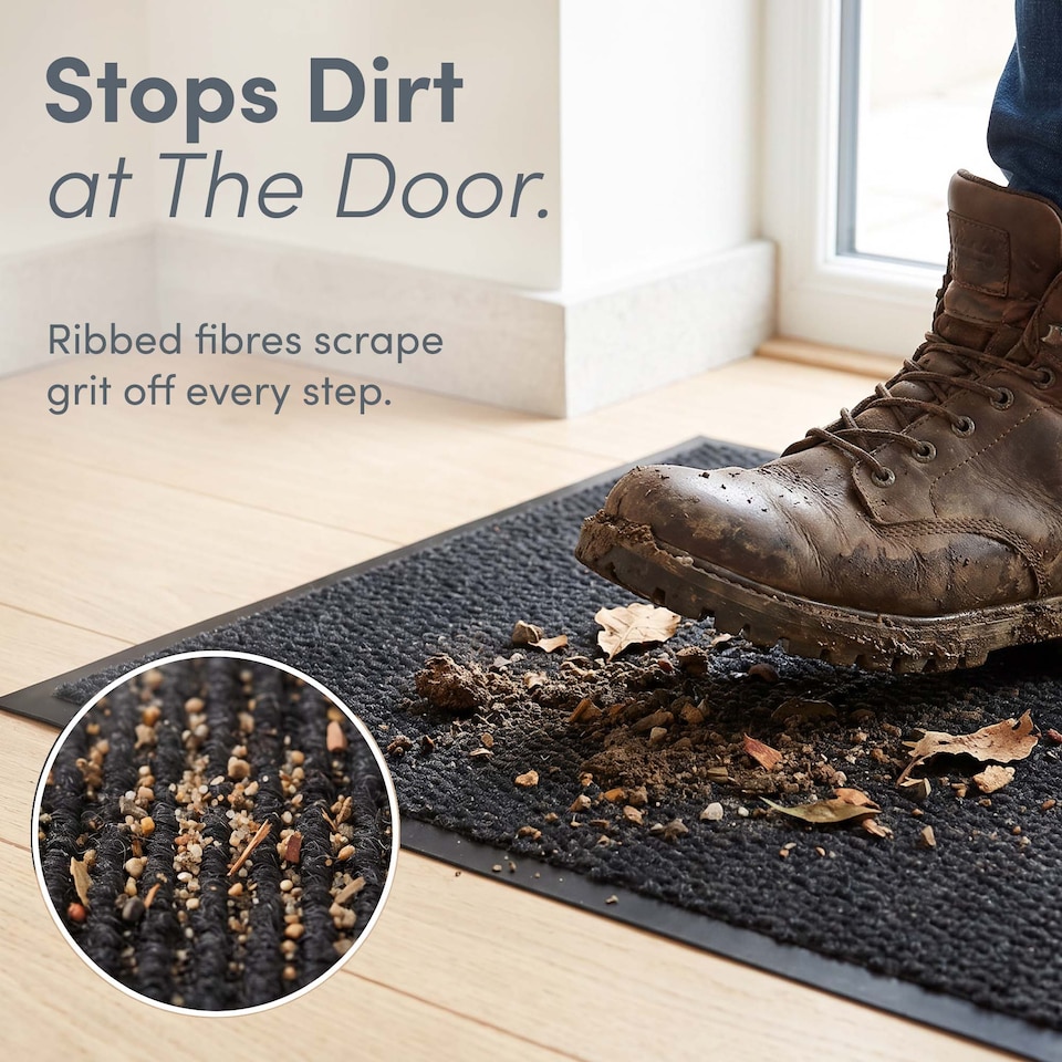 image 1 of Keplin Washable Non-Slip Doormat Indoor and Outdoor Dirt Trapping Water Absorbent