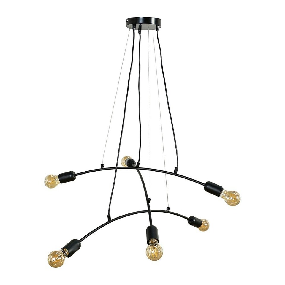 image 1 of ValueLights Sandie Matte Black Pendant Light and E27 GLS LED 4W Warm White 2700K Bulb