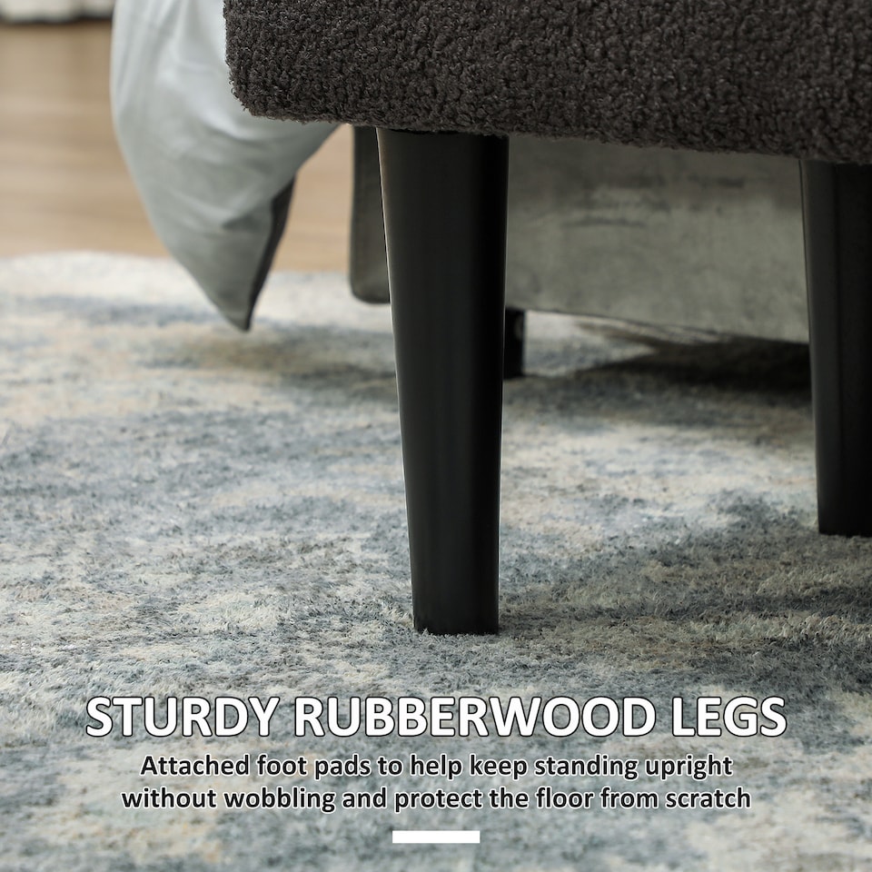 image 1 of HOMCOM 57L Storage Ottoman, End of Bed Bench with Wooden Legs, Fabric Footstool for Living Room, Bedroom, 95 x 38 x 45cm, Dark Grey | Grey | Dark Grey