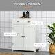 image 7 of kleankin Bathroom Floor Storage Cabinet w/ 2 Drawers Door Cupboard White