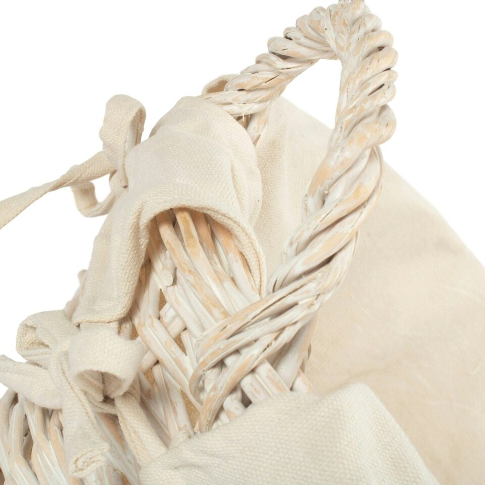 image 1 of White Finish Lined Wash Basket | Grey | Grey