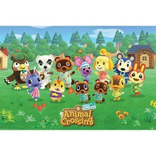 Animal Crossing Poster - Green/Brown/Yellow - One Size