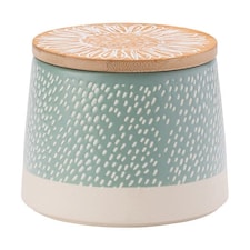 English Tableware Company Artisan Flower Blue Canister with Bamboo Lid