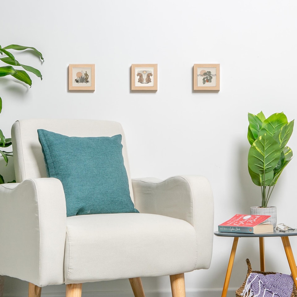 image 1 of Nicola Spring 4 x 4" Photo Frame - Light Wood - 3D Photo Frame Picture Frame Box Portrait Display Case (12.5 x 12.5cm)