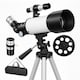 image 1 of Outsunny Astronomy Telescope for Adults and Beginners, 70 mm Aperture Portable Refractor Telescope with 40X/16X Magnification, Adjustable Tripod, Carry Bag for Travel, White