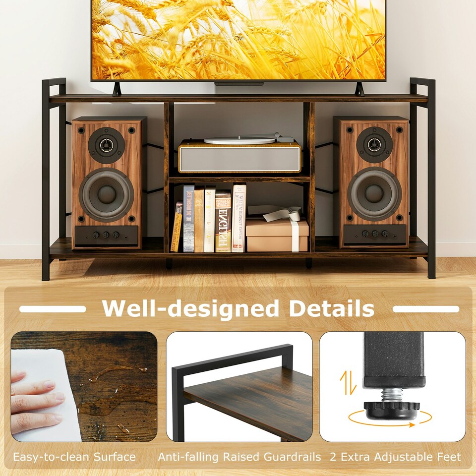 image 1 of COSTWAY TV Stand for 55 Inches Entertainment Center Brown Brown