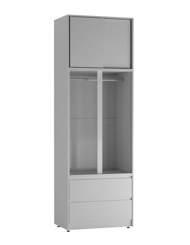 image 1 of 240cm 2 Sliding Doors Wardrobe Bedroom Storage Closet Hanging Rail Cupboard Unit | Multi | White Carcass & White Doors | 1
