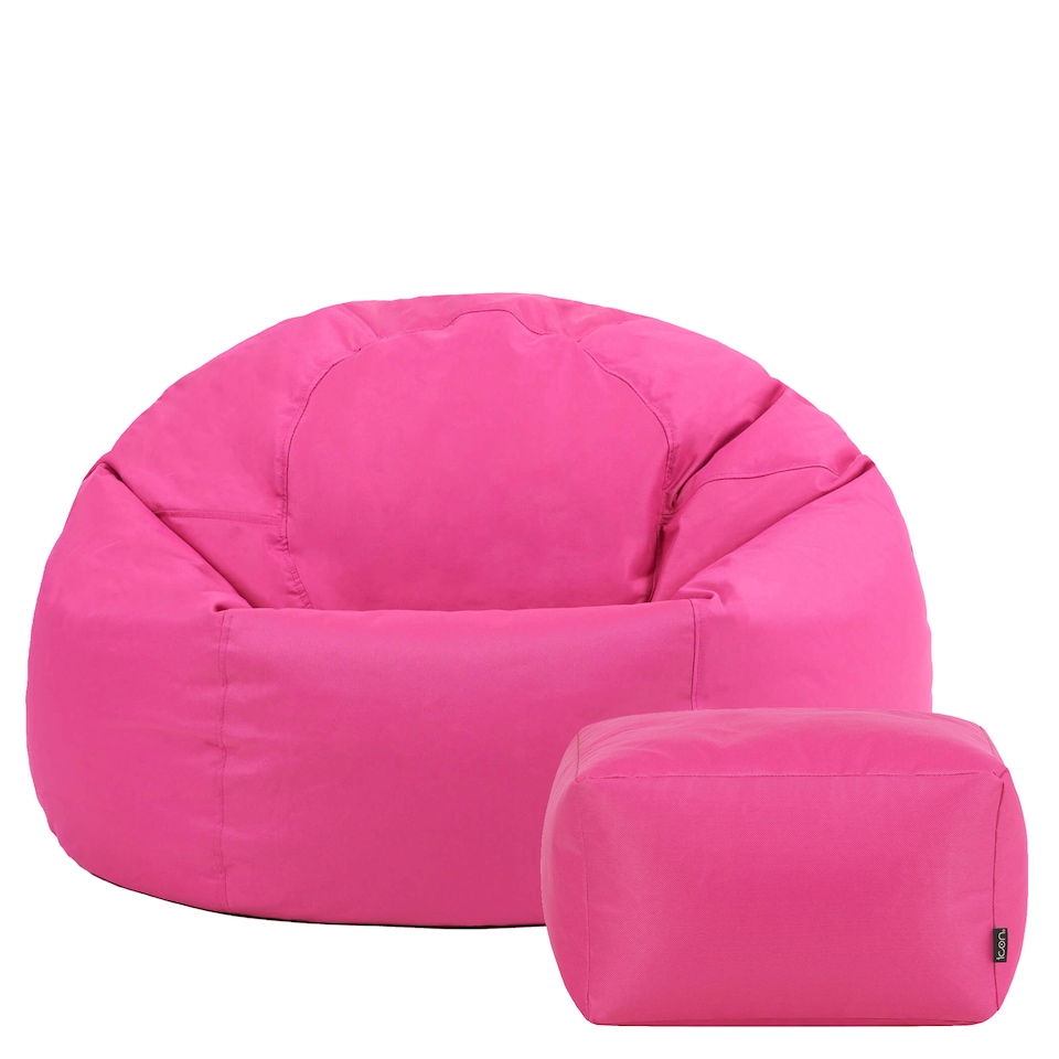 image 1 of icon Kingston Adult Classic Indoor Outdoor Bean Bag & Square Footstool Pouffe Pink