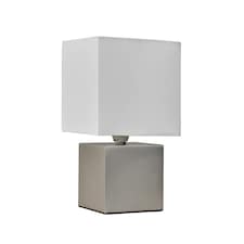 ValueLights Cubbie Chrome Cube Touch Dimmer Bedside Table Lamp White Shade | Silver