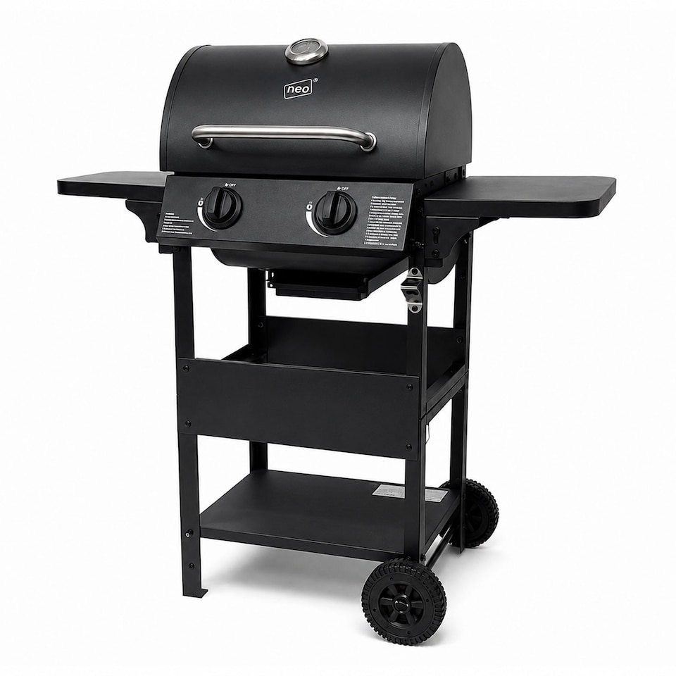 image 1 of Outdoor 2 Burner Steel Gas BBQ Grill Side Shelves Rack Bottle Opener & Regulator Kit