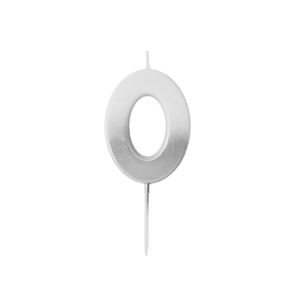 image 1 of Silver Ombre Number '0' Celebration Candle
