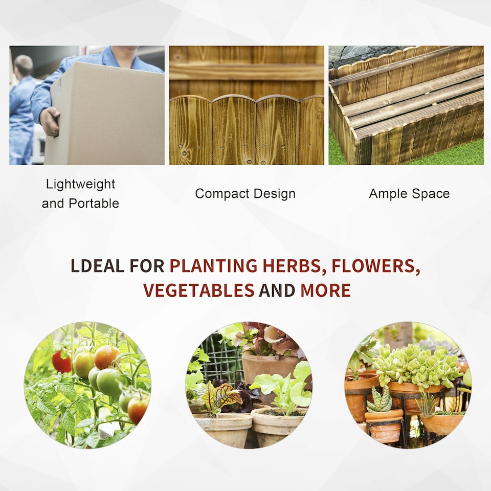 image 1 of Outsunny Raised Flower Bed Wooden Rectangualr Planter Container Wood