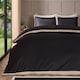 image 1 of OHS Contrast Border Microfibre Bedding Set Duvet Cover with Pillowcase | Black | Black/Stone | King