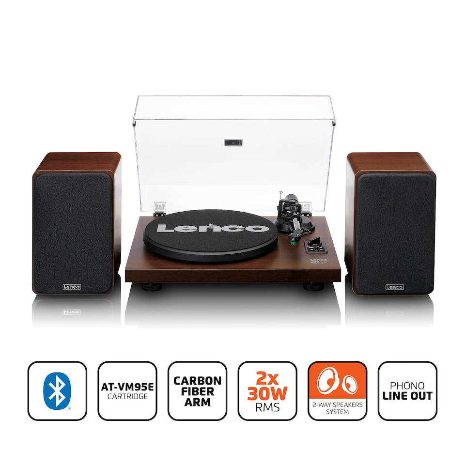 image 1 of LENCO LS-600WA - Record player with built-in amplifier and Bluetooth plus 2 external speakers