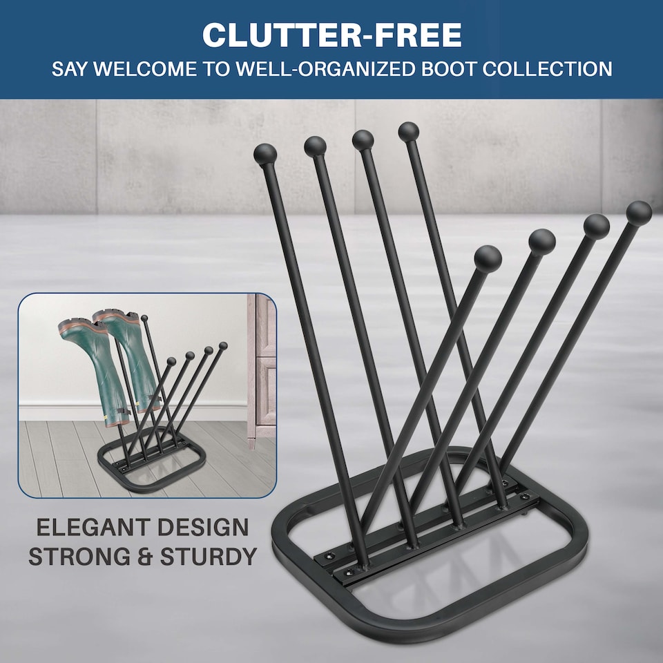image 1 of 4 Pair Wellington Boot Rack Stand Indoor/Outdoor Welly & Shoe Organizer