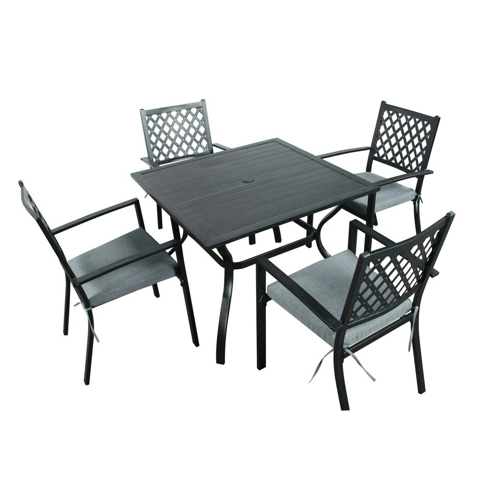 image 1 of Adlington Diamond 4 Seat Dining Set with grey cushions