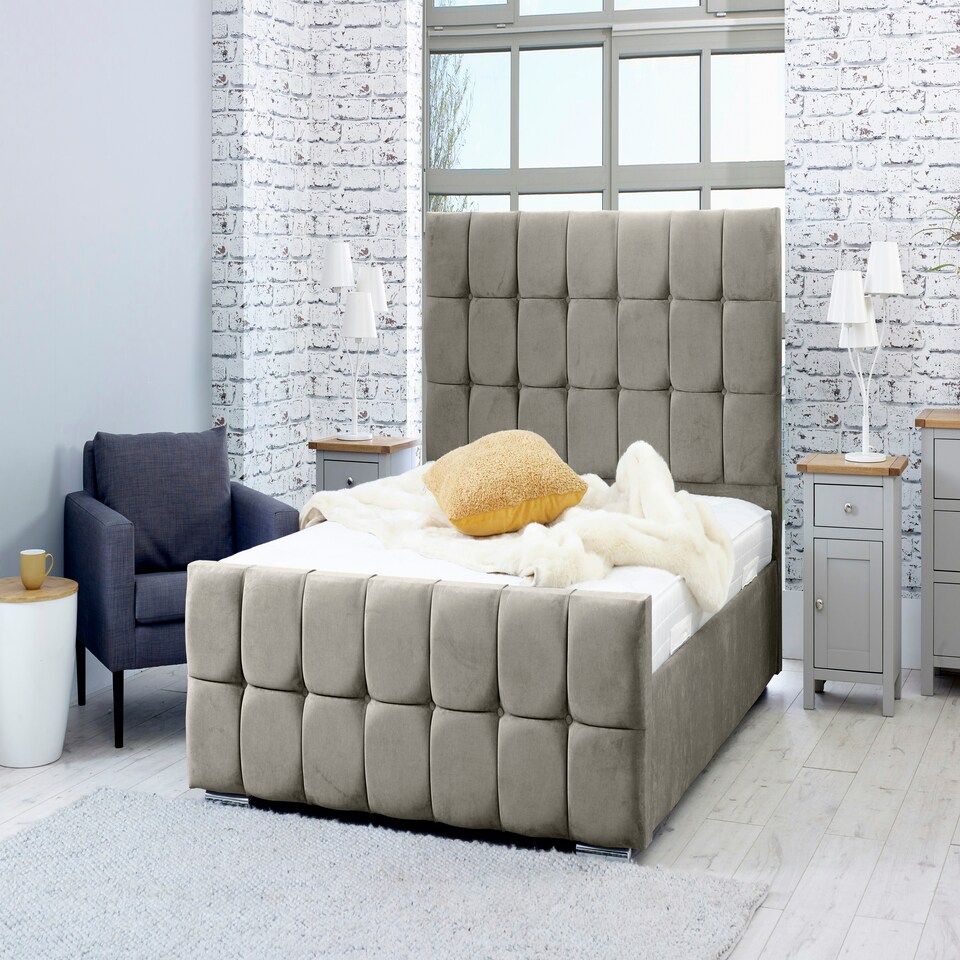 image 1 of Capri Plush Superking Bed Frame - Grey