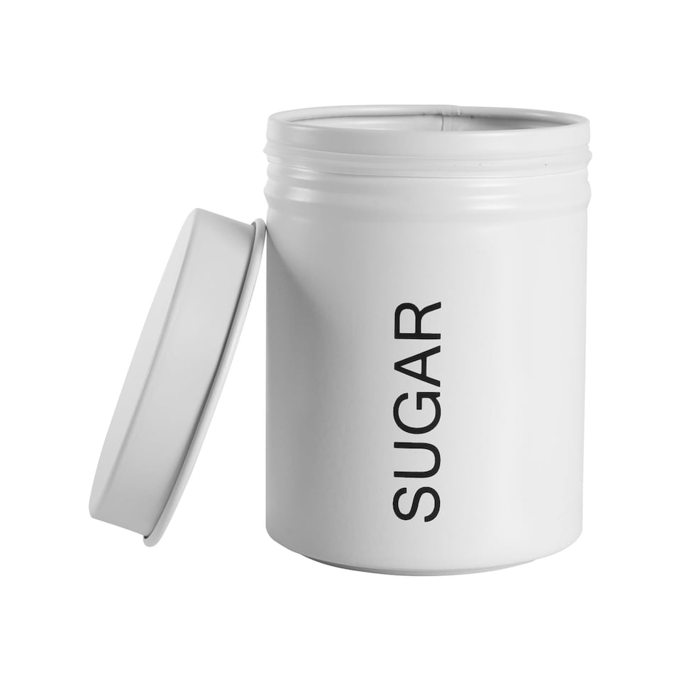 image 1 of Harbour Housewares Round Metal Kitchen Sugar Canister - Matt White