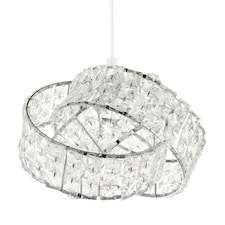 Designer Chrome Plated Triple Ring Pendant Shade with Square Beads Chrome