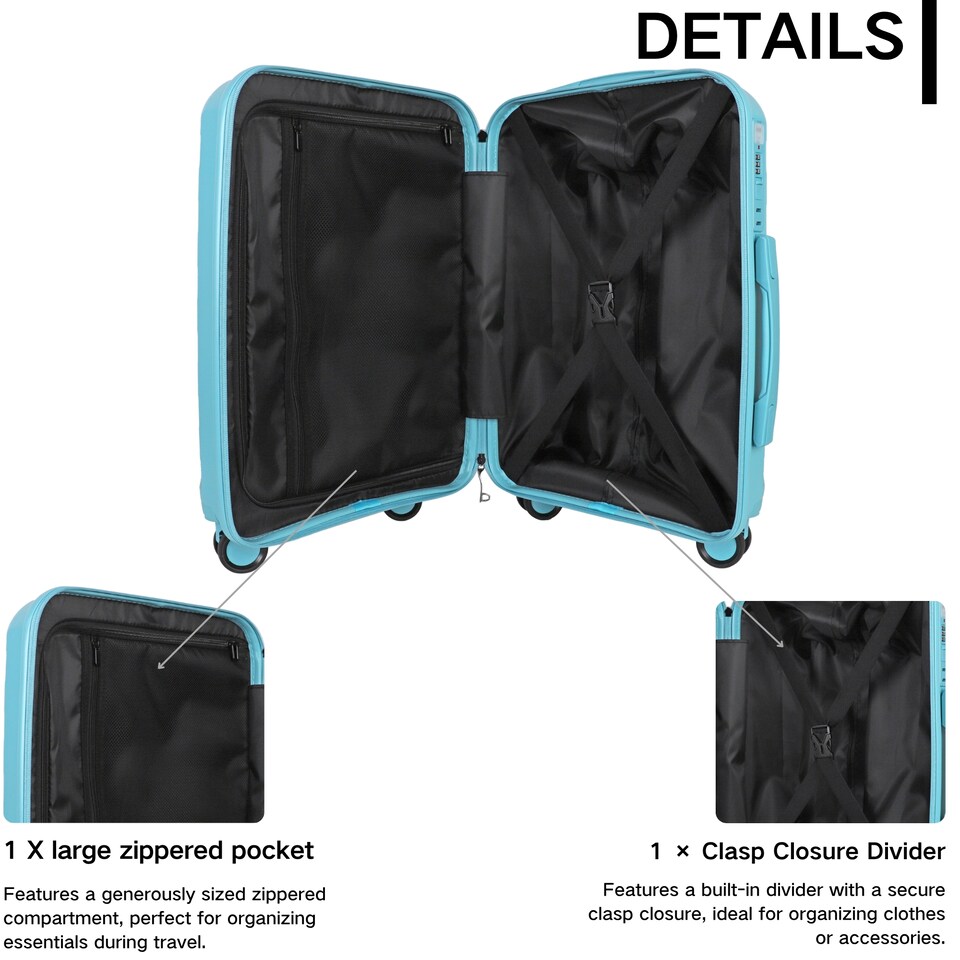 image 1 of Lightweight Luggage Set of 3 – Combination for Every Journey | SB Charging Port, Dual Spinner Wheels, TSA Lock, Shock-Resistant PP Hard Shell