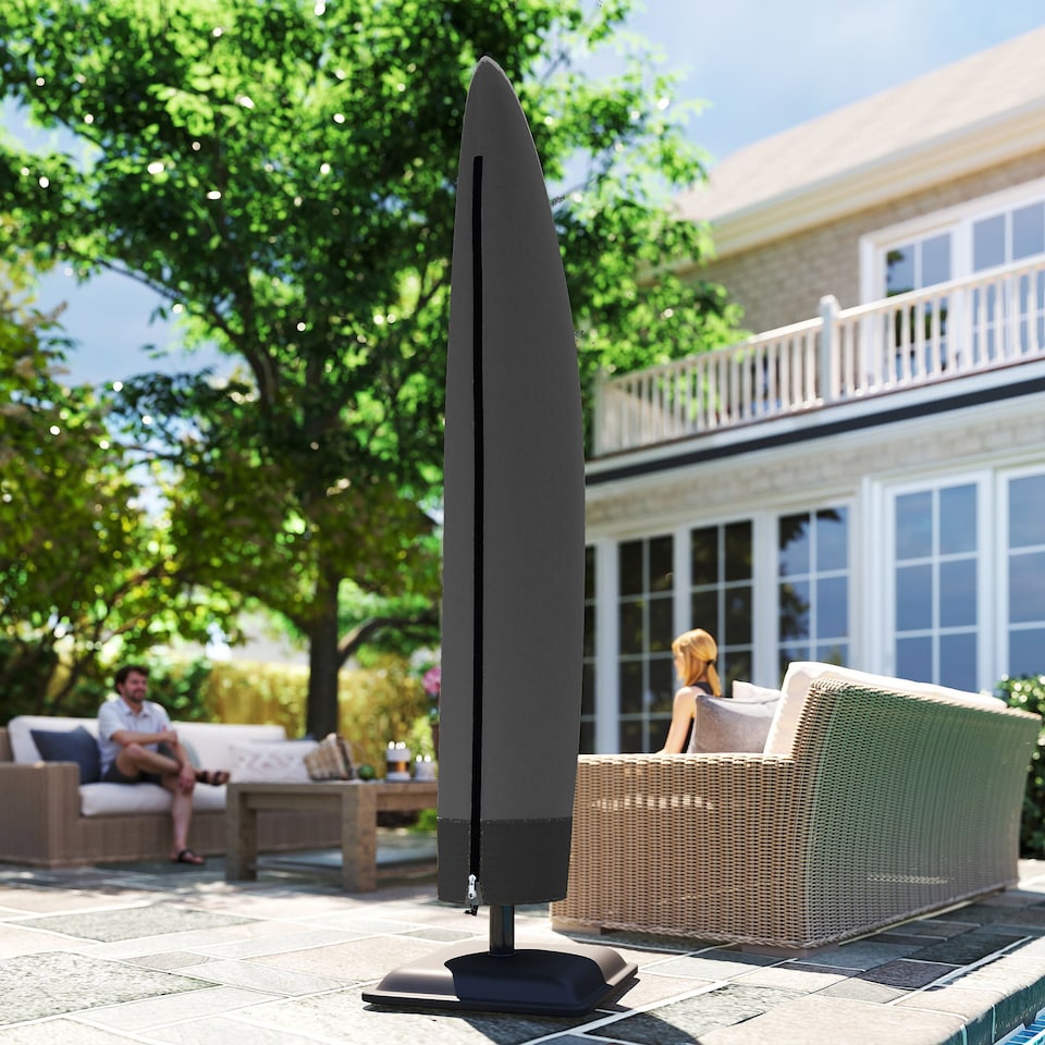 image 1 of Outsunny Parasol Cover, Patio Cantilever Cover, Banana Umbrella Cover Black | Black | Black | Φ56 x 220 cm | 1