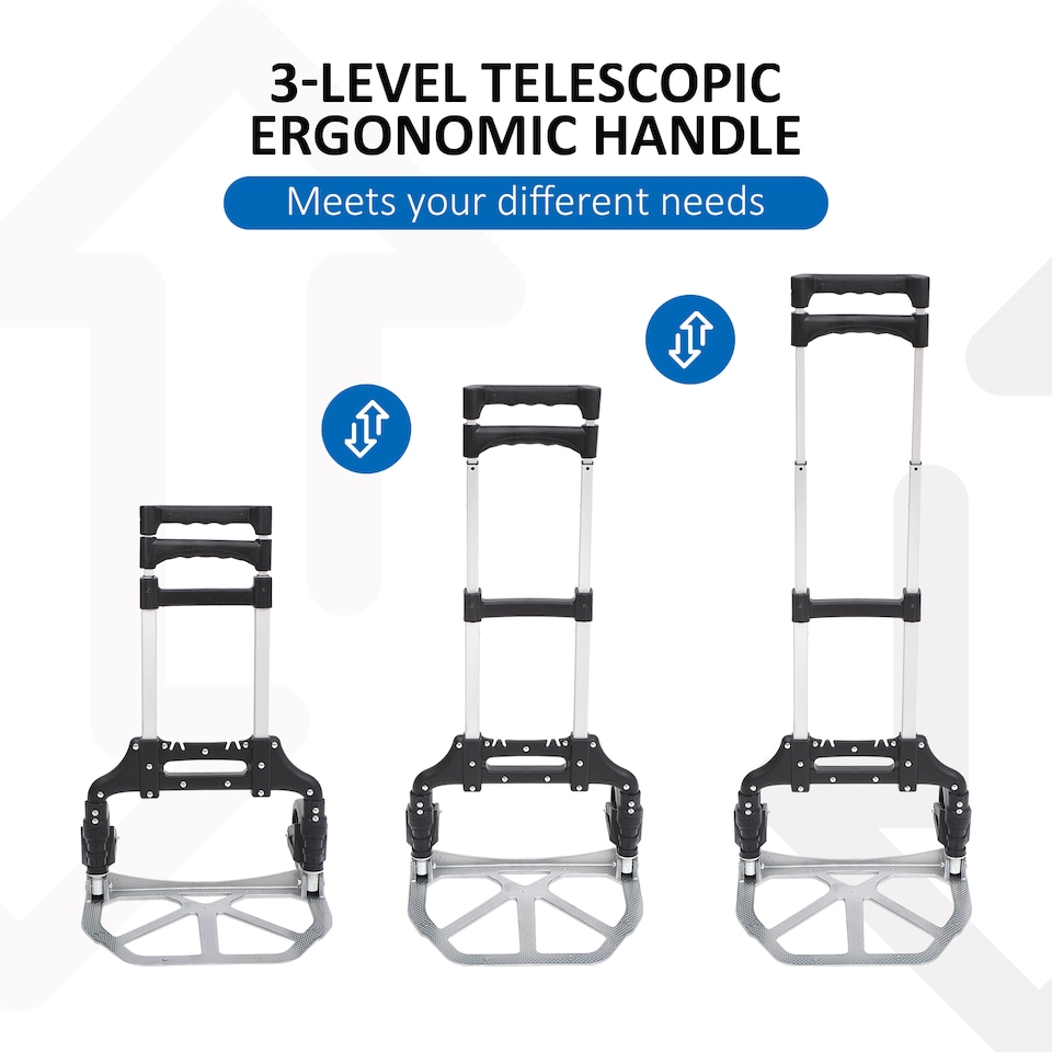 image 1 of HOMCOM Heavy Duty Aluminium Foldable Hand Truck Trolley, 70KG Load Capacity | Silver
