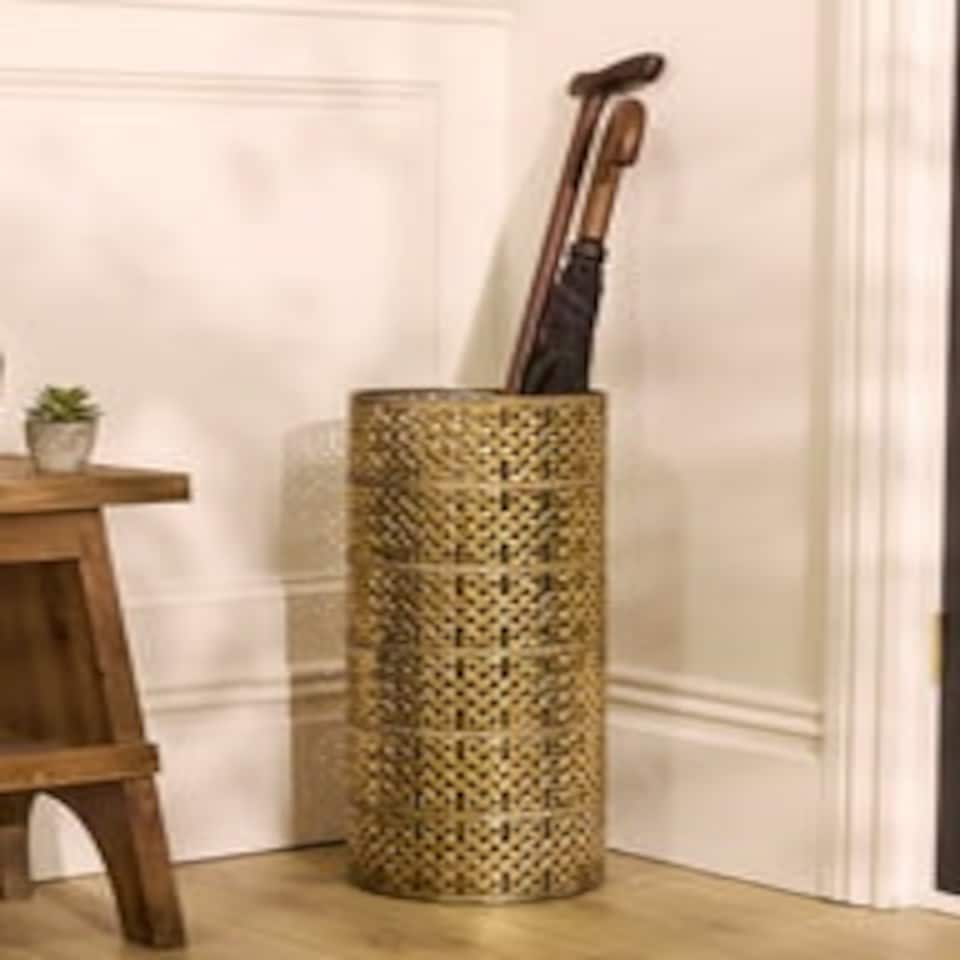 image 1 of Gold Lattice Umbrella Stand Gold