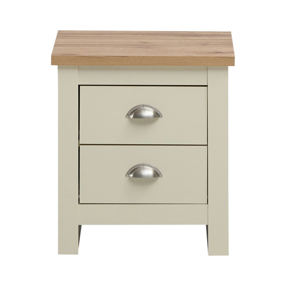 image 1 of Lisbon Bedside with 2 Drawers Cream & Oak