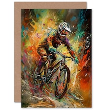 Mountain Biker Biking Fan Husb Him Dad Son Brother Art Card