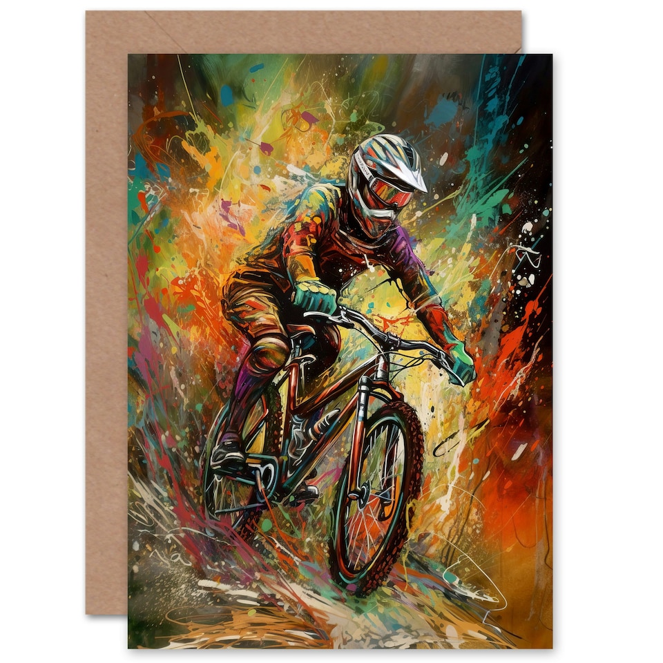 image 1 of Mountain Biker Biking Fan Husb Him Dad Son Brother Art Card