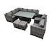 image 1 of Fimous 10-seater Height Adjustable Rising Lifting Table Corner Sofa Set Rattan Garden Furniture Dining Set with 2 Small Stool Dark Grey Mixed