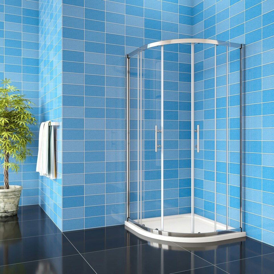 image 1 of Aica Bathrooms 1000x1000mm Quadrant Shower Enclosure Walk In Corner Cubicle Glass Screen Door Chrome
