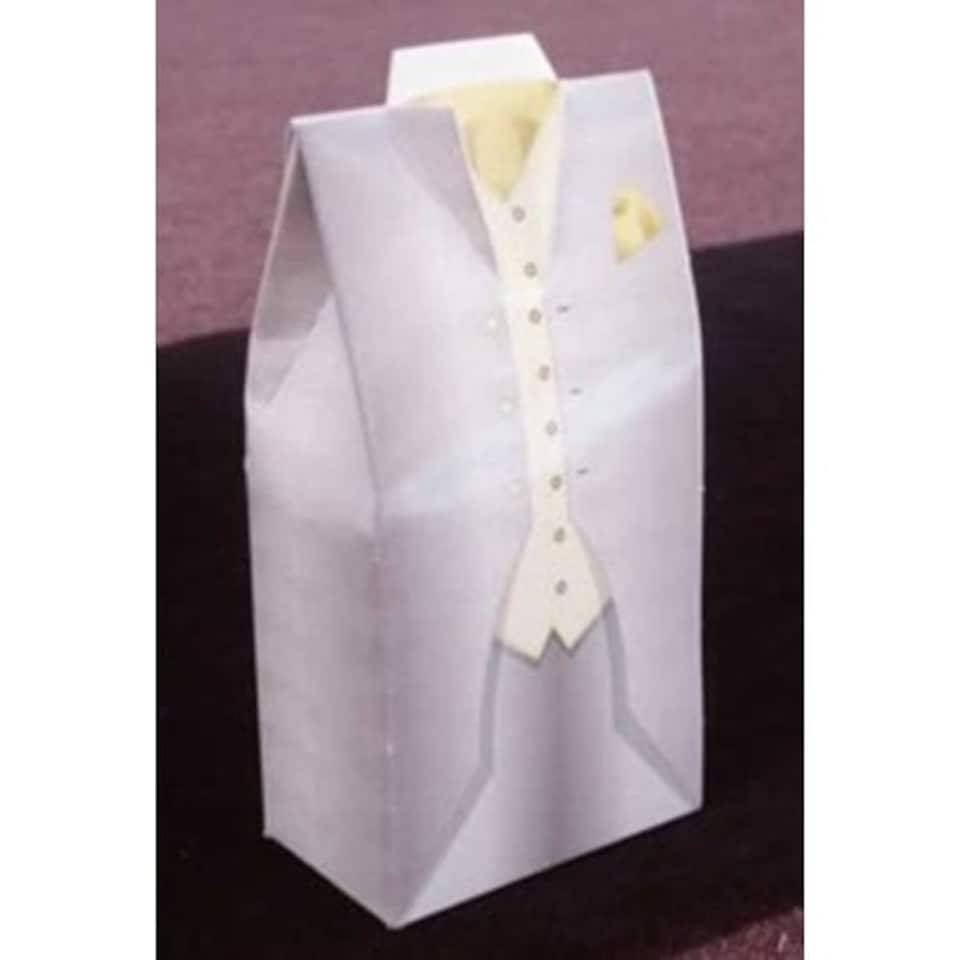 Grey Tuxedo Box with Yellow Handkerchief