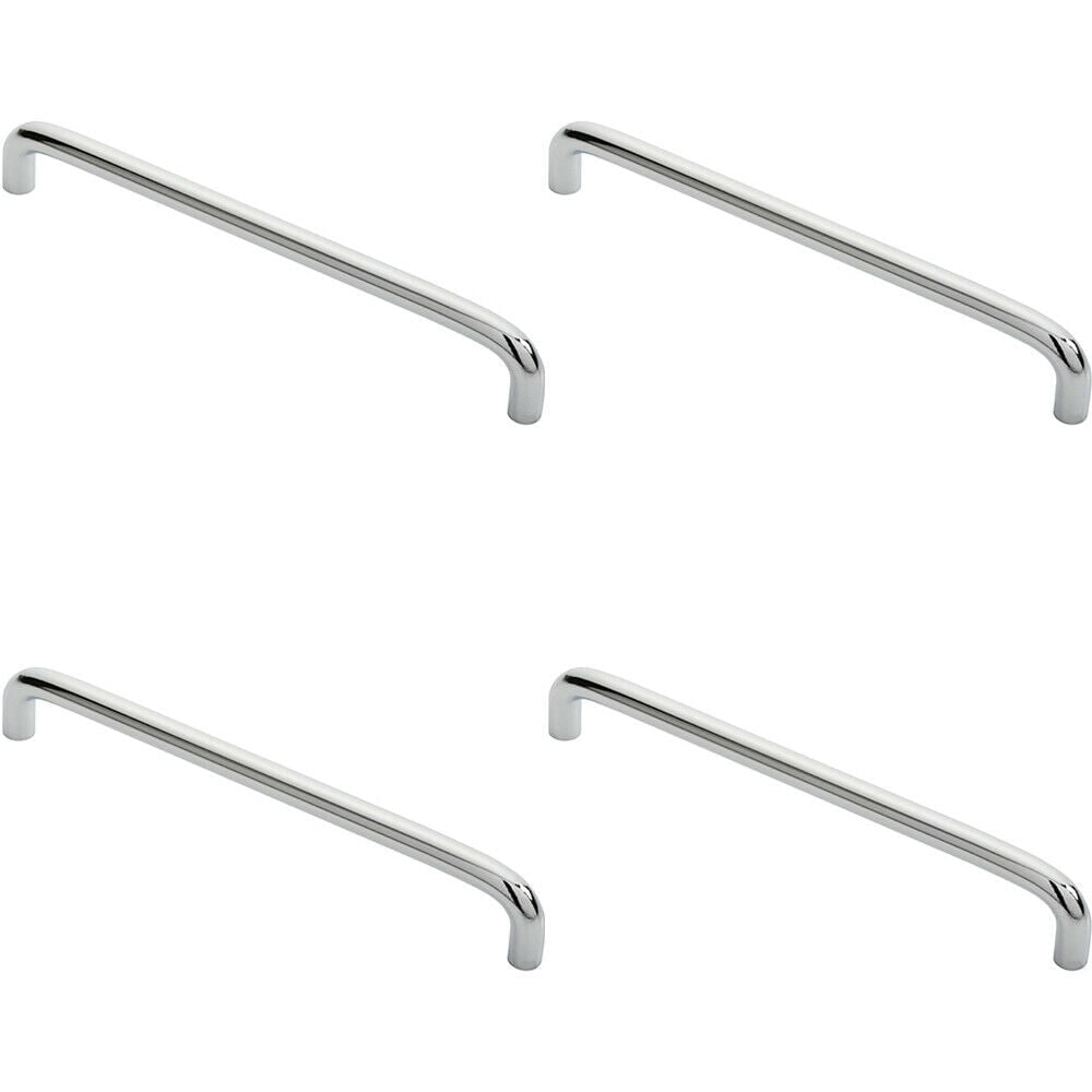 Loops 4x Round D Bar Cabinet Pull Handle 202 x 10mm 192mm Fixing Centres Chrome