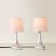 image 4 of ValueLights Teardrop Pair Chrome Touch Table Lamp Pink Shade & Bulb | Pink