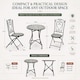image 5 of Mosaic Bistro Set with Round Table and Two Folding Chairs for Garden Patio Balcony and Outdoor Dining