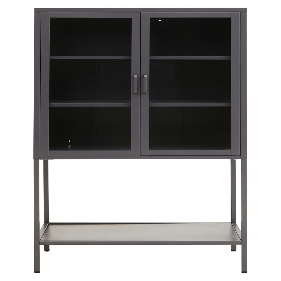 image 1 of Interiors by Premier Adjustable Two Door Grey Cabinet With Shelf, Sleek Design Bedorom Cabinet, Versatile Storage Shelving Cabinet Grey