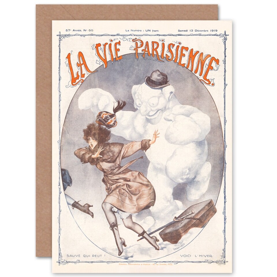 image 1 of La Vie Parisienne Winter Is Here Snowman France Paris Card