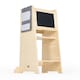 image 1 of Allis Baby Toddler Learning Tower with Adjustable Height and Blackboard | Brown | Natural Wood | One Size | 1