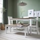 image 6 of Hallway Bench Kitchen Dining Entryway in White and Dark Pine Canterbury 117cm | White | M