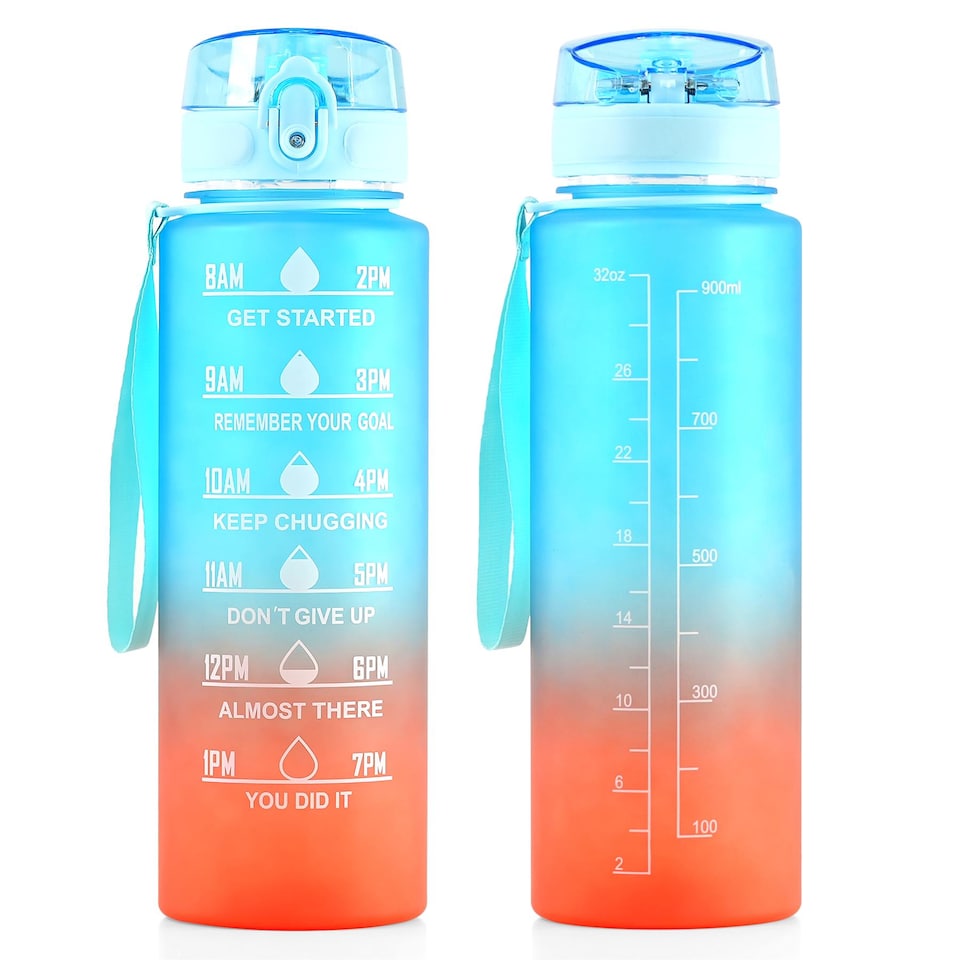 image 1 of GEEZY Sports Bottle Leakproof Plastic Drink Container Blue 2 Pack
