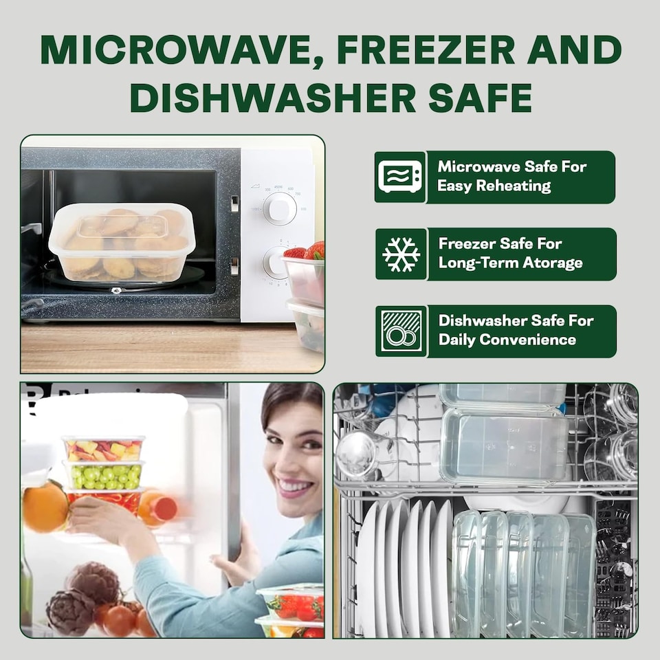 image 1 of ECONX 750ml Plastic Food Storage Containers With Lids Microwave & Freezer Safe Takeaway Reusable Food Containers x 100pk